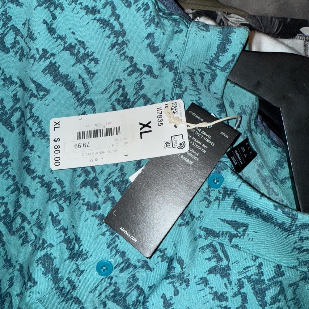 Adidas Men's Aqua Patterned Short Sleeve Tee - Picture 4 of 4